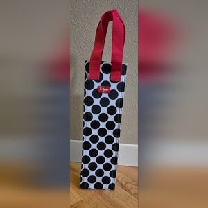 Thirty-One Black and White Polka Dot Thermal Wine Tote EUC